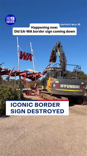 After more than 30 years, the iconic SA-WA border sign located between Border Village and Eucla is coming down to make way for a brand new 4.5-metre-tall sign. The new sign will become a landmark for those travelling across the Nullabor from 2027. #9News