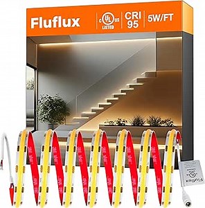 COB LED Strip Lights 3000K Warm White, 24Volt Diffused LED Tape Light with Heavy Duty 3M VHB Adhesive, CRI 95, UL Listed, Dimmable, 5W/FT for Kitchen, Cabinet (NO Power Supply)