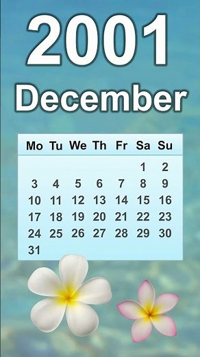 December 2001 Calendar