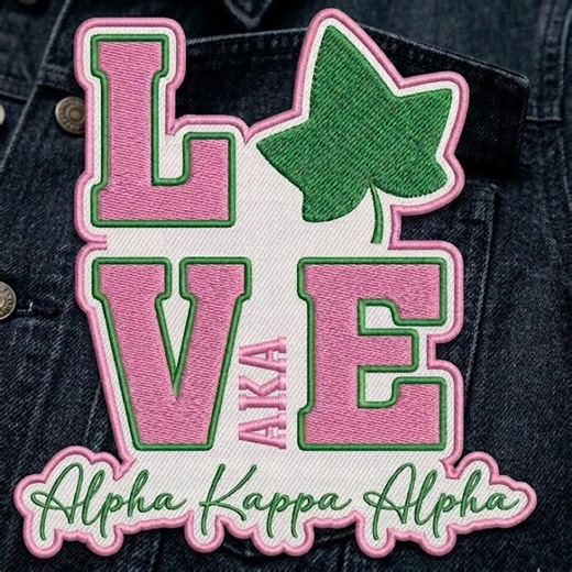 AKA Embroidered Patch, Alpha Kappa Alpha Pink and Green Sorority Ivy Patch for Jacket Backpack