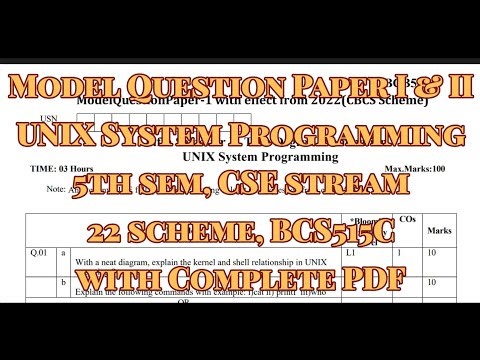 UNIX System Programming, Model Paper, CSE/ISE/AIML, BCS515C, 22 scheme with complete pdf