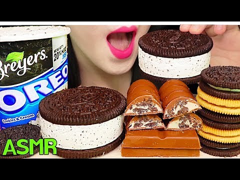 ASMR OREO ICE CREAM, MILKA OREO CHOCOLATE, COOKIES 오레오 아이스크림, 밀카 오레오 먹방 (EATING SOUNDS) NO TALKING