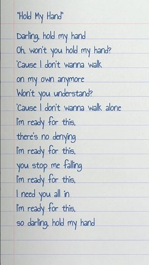 Darling Hold My Hand, Hold My Hand - Jess Glynne #songlyrics #holdmyhand #jessglynne #lyrics #viral