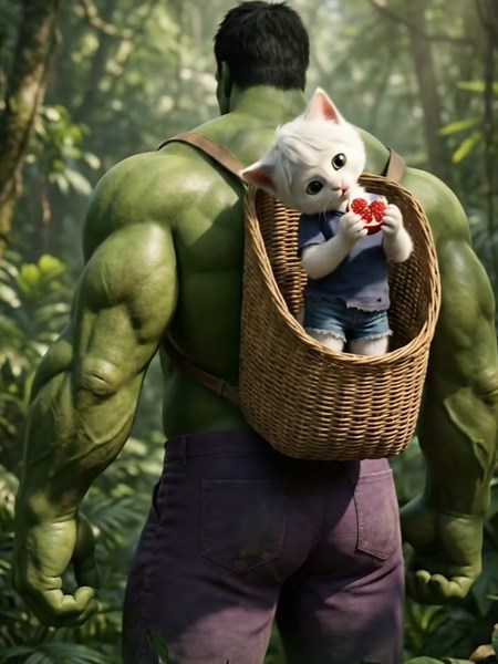 Hulk Rescues and Cares for a Stray Kitten
