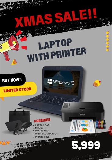 𝐃𝐨𝐧’𝐭 𝐦𝐢𝐬𝐬 𝐨𝐮𝐭 — Shop our New Year 𝐒𝐀𝐋𝐄 𝐧𝐨𝐰! 🛍️💻 💸🎄for 𝐎𝐍𝐋𝐘 5,999.𝟎𝟎 𝐏𝐄𝐒𝐎𝐒 Laptop 𝙂𝙍𝘼𝘽𝙎 𝙔𝙊𝙐𝙍𝙎 𝙉𝙊𝙒! 📊 𝙁𝙖𝙨𝙩 • 𝙍𝙚𝙡𝙞𝙖𝙗𝙡𝙚 • 𝘼𝙛𝙛𝙤𝙧𝙙𝙖𝙗𝙡𝙚💸 🖱Perfect for Online Schooling , Work from Home , etc. 📎 1 MONTH STORE WARRANTY 📎 Good and Tested 📎 Ready to use 🔖𝟏𝟎𝟎% 𝐆𝐎𝐎𝐃 🔖𝟏 𝐘𝐄𝐀𝐑 𝐒𝐄𝐑𝐕𝐈𝐂𝐄 𝐖𝐀𝐑𝐑𝐀𝐍𝐓𝐘 🏪 𝐋𝐄𝐆𝐈𝐓 𝐒𝐓𝐎𝐑𝐄 with 7 PHYSICAL STORE : 𝐂𝐔𝐁𝐀𝐎 𝐐.𝐂 𝐁𝐑𝐀𝐍𝐂𝐇 ↪️𝐖𝐀𝐑𝐄𝐇𝐎𝐔𝐒𝐄 GATEWAY CUBAO : 34