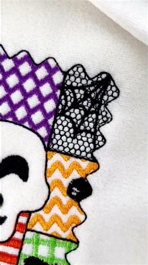Halloween Skull Patchwork #halloweenembroidery #skull #patchworkdesign