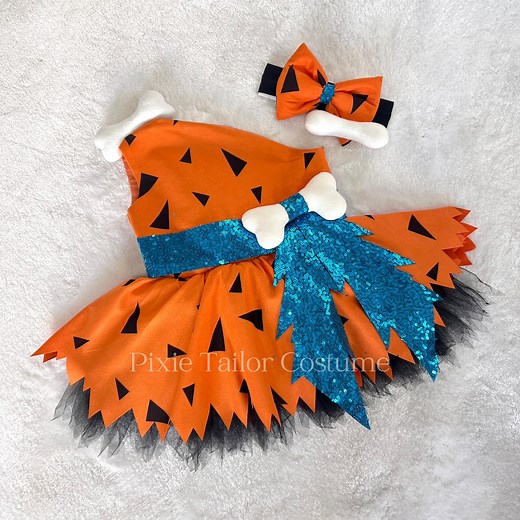 Pebbles Flintstone Outfit for Toddler, Baby Halloween Costume - Etsy