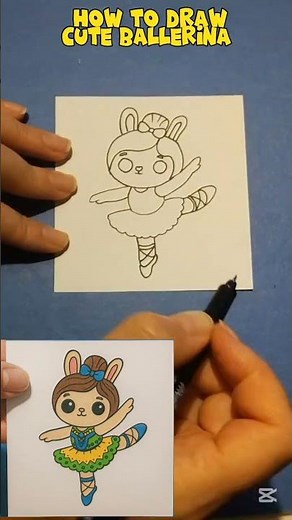 🎨tutorial cute ballerina drawing step by step #drawing #easydrawing #cutedrawing #ballerinadrawing