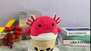 Axolotl Boba Plush, 10" Cute Axolotl Boba Stuffed Animal Toy Bubble Tea Plushie Doll Pillow for Kids Gift, Boys and Girls Party Favor Home Decoration
