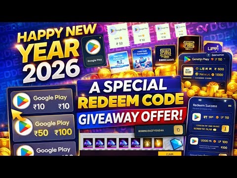 Happy New Year 2026 Special Offer 🎉 Top 3 Free Redeem Code App | Google Play Gift Card New App ✅