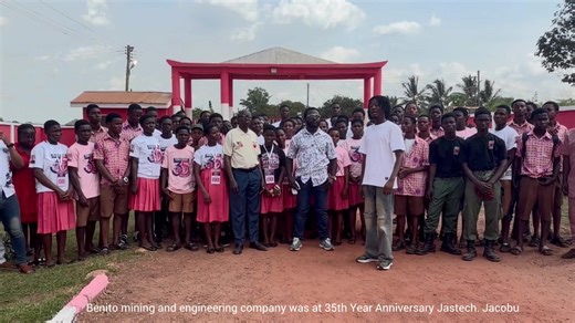 Benjamin Oppong, C.E.O of Benito Mining and Engineering Ltd, is always ready to deliver for the people. He has promised to construct the 2-kilometre road from the entrance of Jacobu Senior High School into the school. This great initiative has been warmly applauded by the Headmaster, Heads of Departments, and the entire student body for his commitment to development and support for education on 35th anniversary . His dedication to community development continues to inspire many. 👏🏾🚧🇬🇭 #Beni