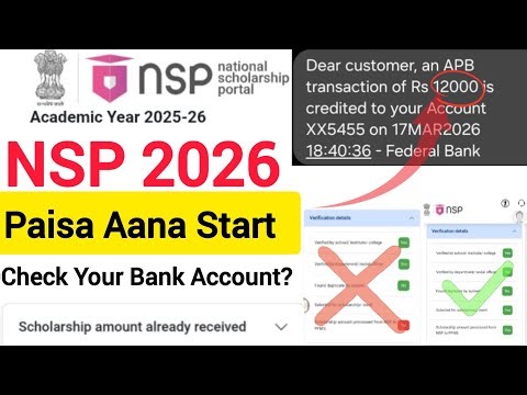 NSP ka Paisa Aana Start 🔥 ₹12000 Credit Ho Gaya | Latest Payment Update 2026