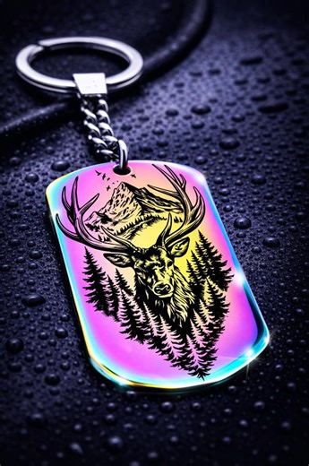 Gold Deer Keychain – Engraved Metal | Hunting Motif: Forest and Mountains | Gift for Hunters & Nature Lovers | Free Personalization - Etsy