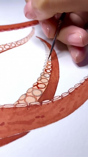 Giant Pacific Octopus - Part 1 🐙 #oceanartist #artsitsoftiktok #fyp #foryoupage #ocean #nature #wildlife #sea #ourplanet #underwater #artist #art #illustration #watercolour #painting #watchmepaint #octopus