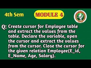Cursor in SQL (PL/SQL) | Employee Table Cursor Program | DBMS Module 4 | BCS403 | VTU