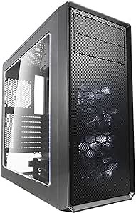 Fractal Design Focus G - Mid Tower Computer Case - ATX - High Airflow - 2X Fractal Design Silent LL Series 120mm White LED Fans Included - USB 3.0 - Window Side Panel - Grey