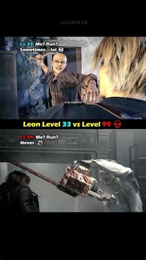 Leon Lv 33 vs Lv 99 😂 RE4R vs RE9