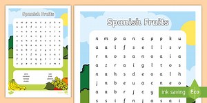 Spanish Fruits Word Search