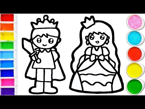 Vẽ Cho Bé và Tô Màu Công Chúa Xinh Đẹp và Chàng Hoàng Tử Đẹp Trai