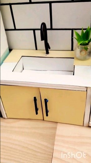 📦DIY Mini Cardboard SINK💧 #diy #minis #cute #craft #toys #miniature #kitchen