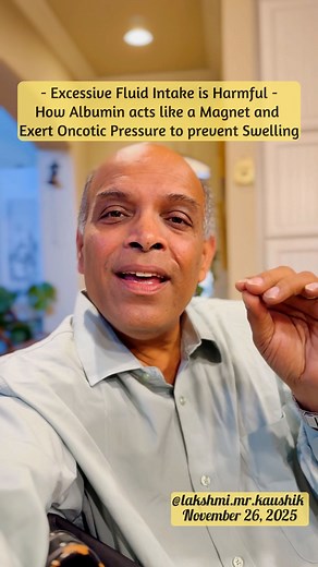 Excessive Fluid Intake is Harmful - How Albumin acts like a Magnet and Exert Oncotic Pressure to prevent Swelling | Lakshmi M. R. Kaushik