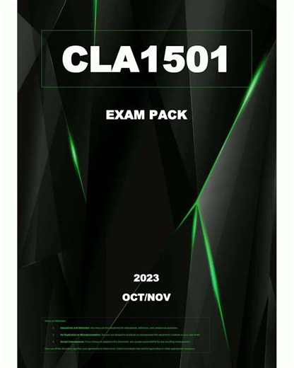 CLA1501 Updated Exam Pack 2025 A Guaranteed