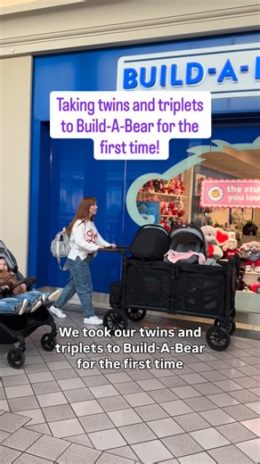 Taylor Pychynski | Mom of Multiples | Twins + Triplets on Instagram: "The WHOLE family went to Build-A-Bear! 😂🤪 I just KNOW people were wondering what the heck was going on. 😂 But honestly, what a feat. This is something I’ve been so nervous about and it was so awesome to break that seal and show ourselves we could do it (with some help of course). Okay but seriously, I’ve always wanted to go here @buildabear and they did not disappoint 🙌 They have tons of Valenti