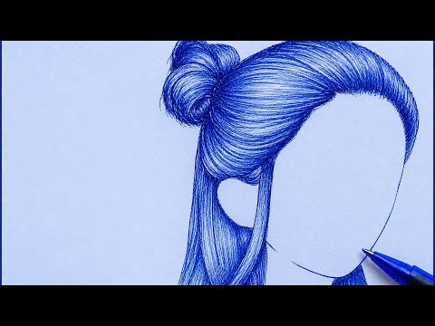 Ballpoint Pen Hair Drawing Tutorial | Easy Hair Shading and Texture Techniques