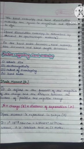 NCERT NOTES. Class-11 chemistry chapter-4 (chemical bonding and molecular structure )
