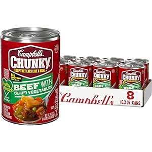 Campbell’s Chunky Healthy Request Soup, Beef Soup with Country Vegetables, 16.3 Oz Can (Case of 8)