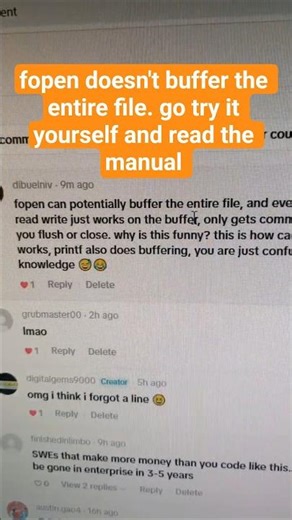 fopen doesn't buffer the entire file. go try it yourself and read the manual #fypシ #c