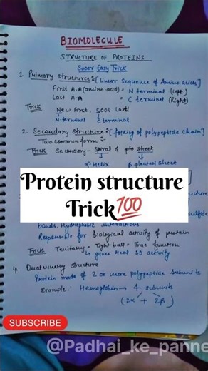 "Protein Structure Easy Trick 💯 | NEET 2026 Biology Hack" | #neet #study