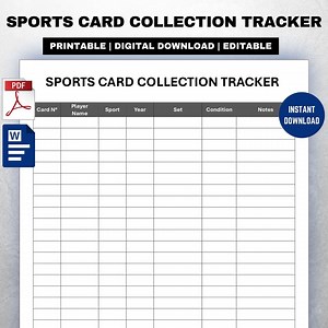 Sports Card Collector Tracker Template - Etsy