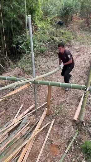 The process of tearing bamboo with ingenious tool