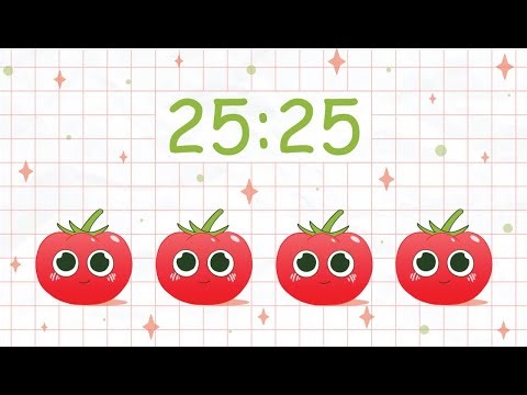 Cute Tomato Pomodoro Timer 🍅 25/4 | For Studying, Homework & Work