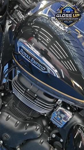 Royal Enfield Meteor Supernova Black just got a 🔥 10H Hybrid Ceramic Coating — insane gloss,