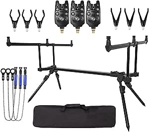 Amazon.com: Tiandirenhe Adjustable Retractable Carp Fishing Rod Stand Holder, Fishing Rod Pod Carp Stand with 3 Bite Alarms 3 PCS Bait Swinger Tackle Set Accessories : Sports & Outdoors