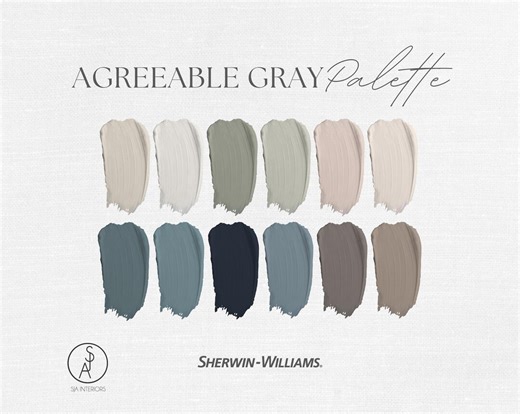 Agreeable Gray Sherwin Williams Paint Palette: Interior Design Color Scheme (digital Download) - Etsy