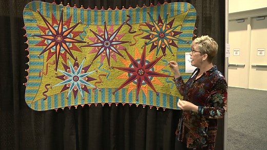 2.8K views · 57 reactions | Take a walk with Susan K. Cleveland through her special exhibit, Pieces Be With You: Quilts by Susan K. Cleveland at AQS QuiltWeek in Daytona Beach 2020. Learn how Susan made a quilt that didn't fit the rules of a contest... and what she did to make it fit those rules! | American Quilter's Society | Facebook