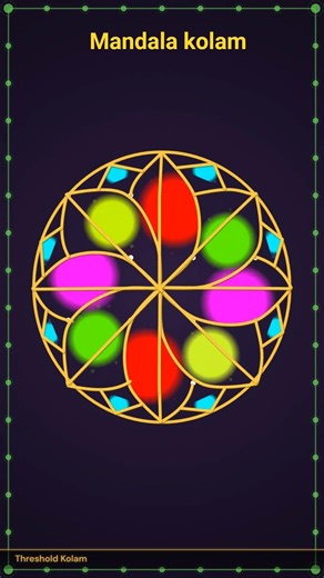 Vibrant Flower Mandala Kolam | 4×4 Pulli Radial Pattern