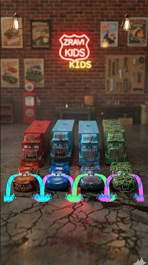 Pixar Cars | Halloween McQueen, Cal Weathers with Truck Container #pixarcars #horrormcqueen #shorts