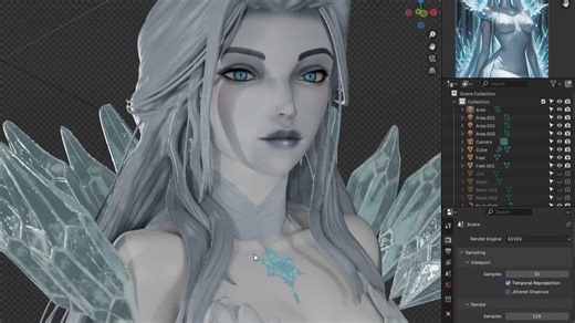Blender 3D雕刻_大师级3D角色创作风格化女性冰女王-