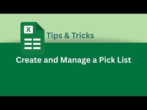 How to Create and Manage a Pick List in Excel | Excel Tips and Tricks