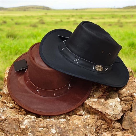Cowhide Leather Cowboy Hat Set: Western Style Hats for Men & Women - Etsy