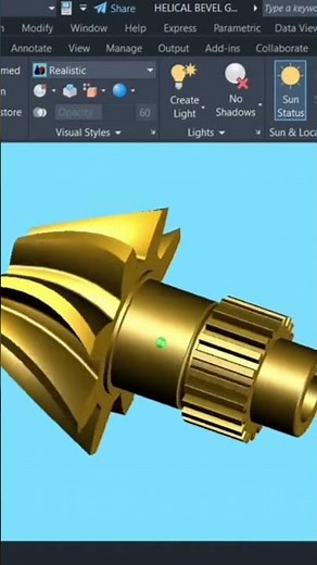3D Bevel Gear Design: #Shorts #3DModeling #AutoCad3D
