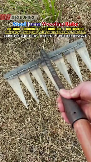Portable Garden Weeding Rake Farm Tool | Steel/Copper Plated Tooth | Easily Weeding and Gardening