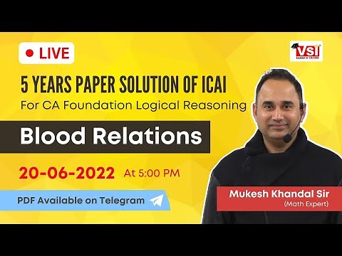 Blood Relations | CA Foundation Logical Reasoning | Live 5 Years Paper Solution of ICAI