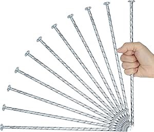 12 Inch Galvanized Landscape Stakes Metal Landscape Edging Anchoring Spikes, Landscape Anchoring Stake for Artificial Turf, Paver Edging, Weed Barrier, Tent, Camping, Carpentry (50)