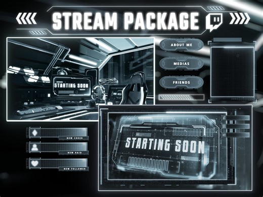 Sci-fi Neon Stream Overlay Package: Animated Twitch Screens (digital Download) - Etsy