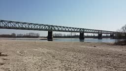 Europe, Italy, Pavia Drought and aridity river - Po and Ticino , dry...